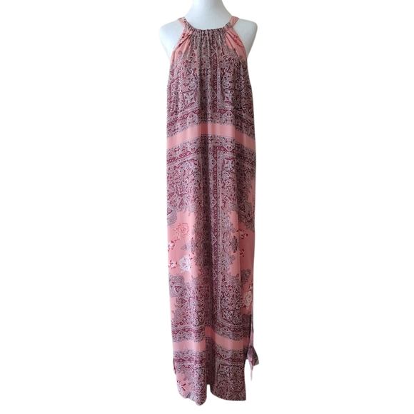 New York & Co. Pink Floral & Paisley Halter Maxi Dress, XL, Boho Summer Feminine - Picture 5 of 13